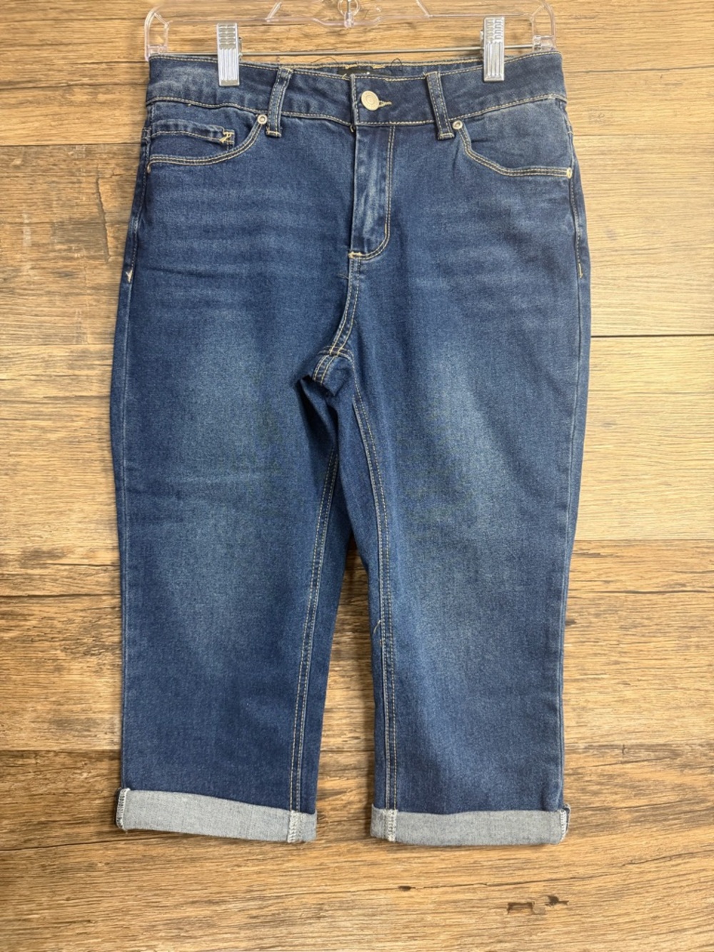 Zoe Women's Dark Blue Cuffed Capri Jeans
